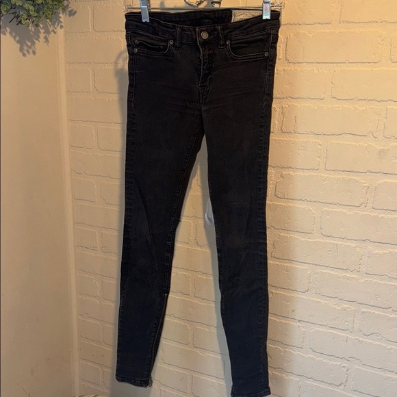 All Saints jeans black faded distressed skinny zipper ankles - Picture 1 of 10